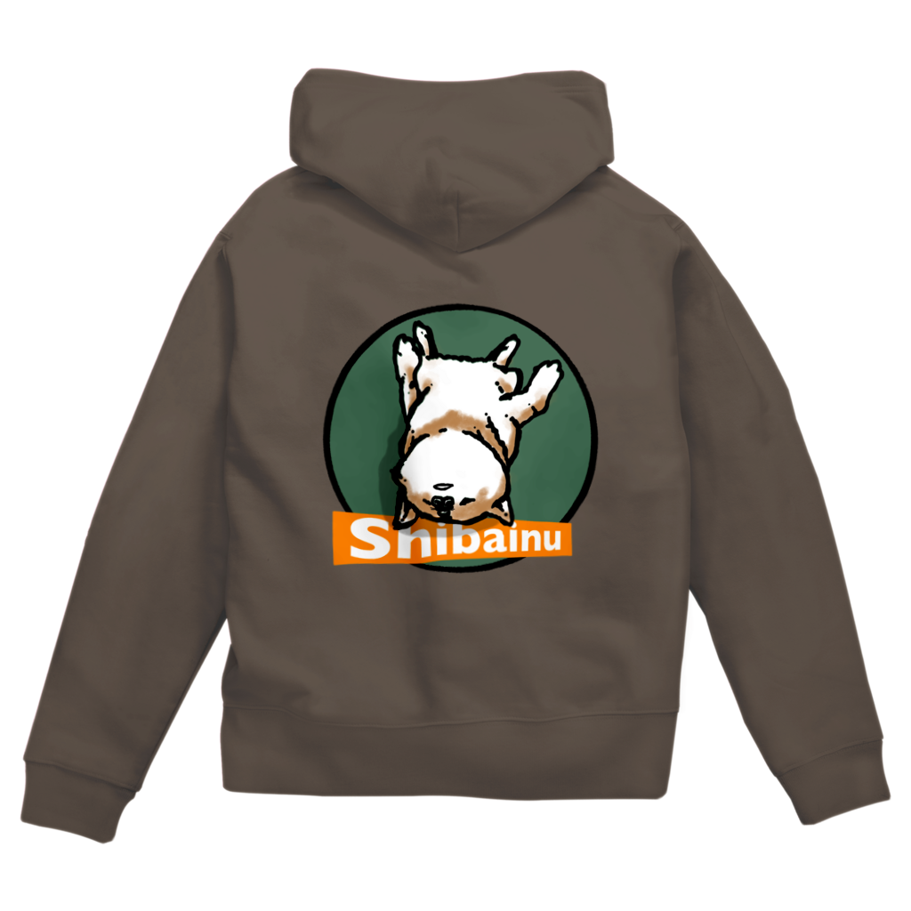 仰向け寝柴犬デザインのパーカー